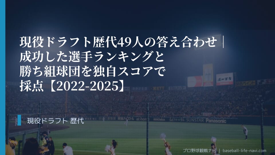 現役ドラフト歴代49人の答え合わせ｜成功した選手ランキングと勝ち組球団を独自スコアで採点【2022-2025】
