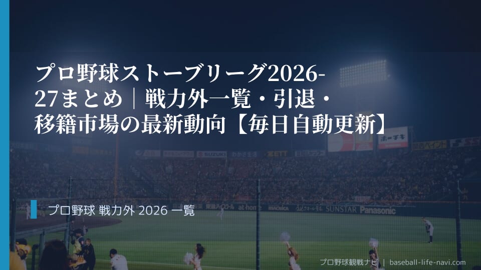 プロ野球ストーブリーグ2026-27まとめ｜戦力外一覧・引退・移籍市場の最新動向【毎日自動更新】